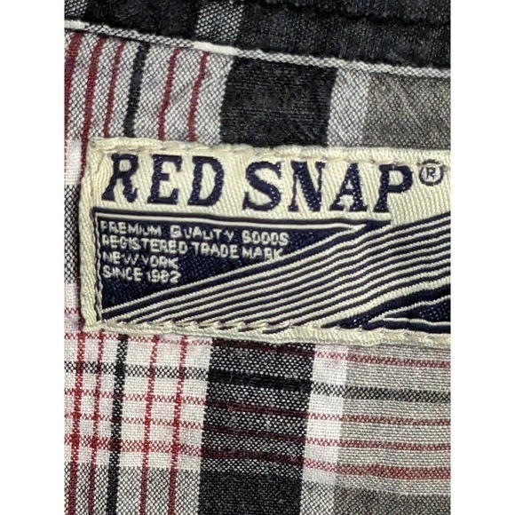 Red Snap Brand PEARL SNAP Western Shirt Large Long Sleeve plaid Snap Fashion - Picture 4 of 5